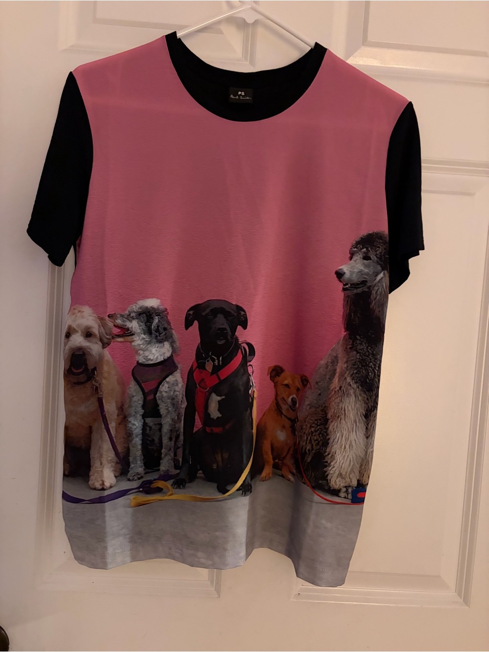Paul Smith Pink and Black Dog-Print Short Sleeve Tee